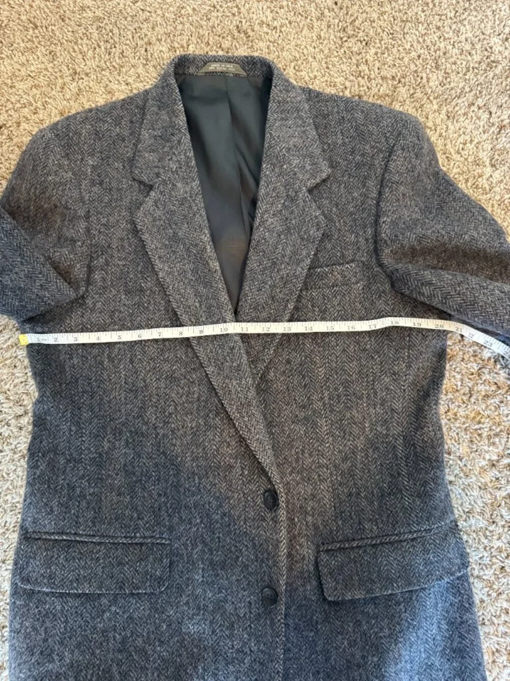 Vintage Haggar Gallery Gray Herringbone Blazer Sport Coat Made USA